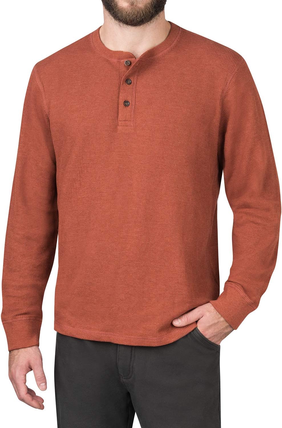 The American Outdoorsman Long-Sleeve Waffle Henley Shirts for Men