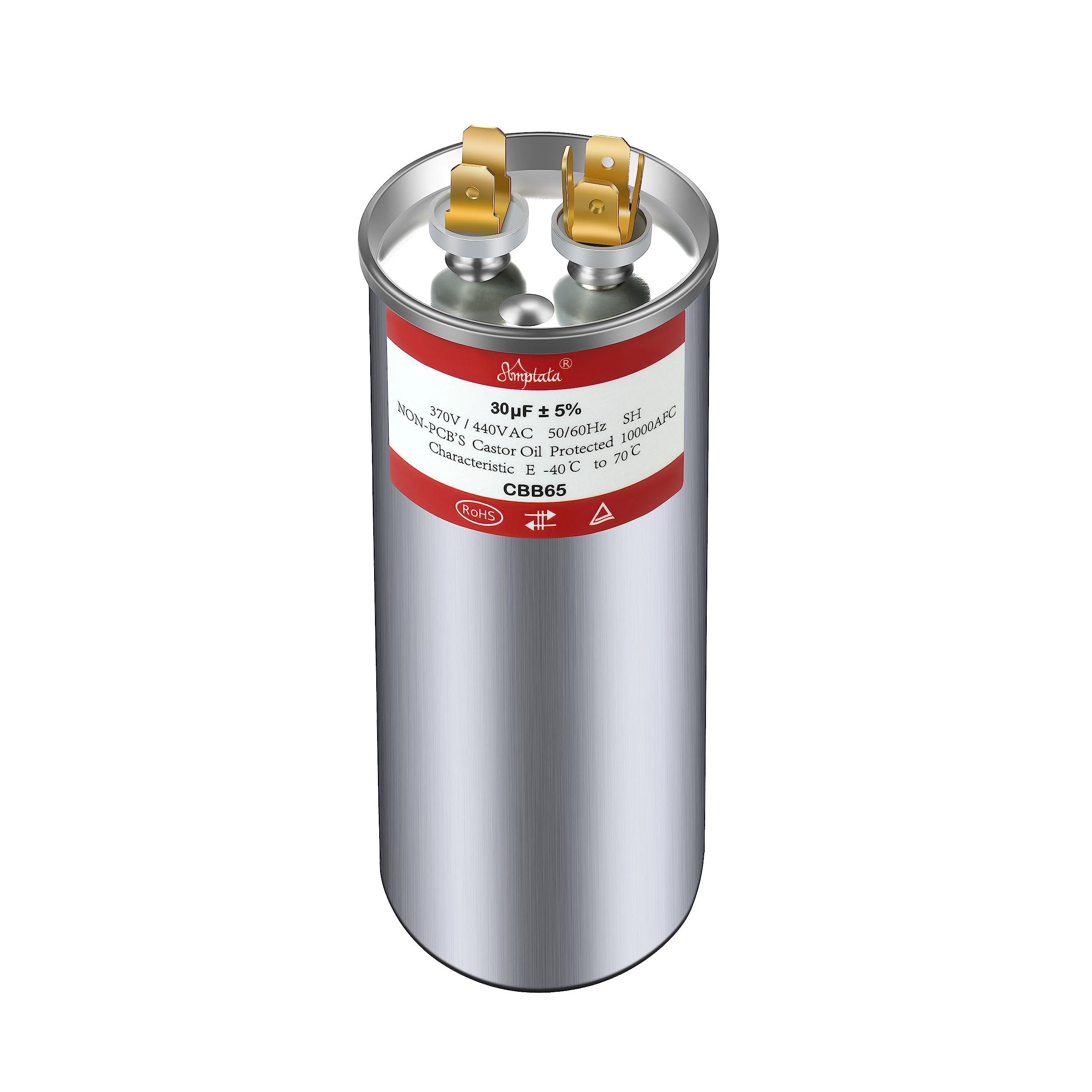 AC Capacitor, 30uf CBB65B Capacitor for AC/HVAC/Air Conditioner/Pool Pump/Condenser Fan Run Motor Start, 30MFD CBB65 370VAC 440VAC 450VAC 50/60Hz Carrier ac Capacitor