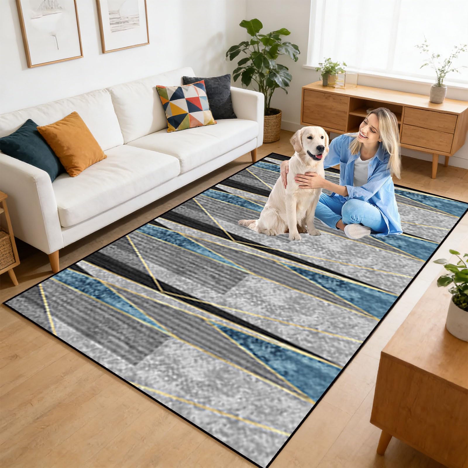 Küchenläufer Waschbar rutschfest 45 x 260 cm rutschfest Waschbar Läufer Teppich Flur Anpassbar, Modern, Kurzflor, Weich für Eingang, Küche, Wohnzimmer, B