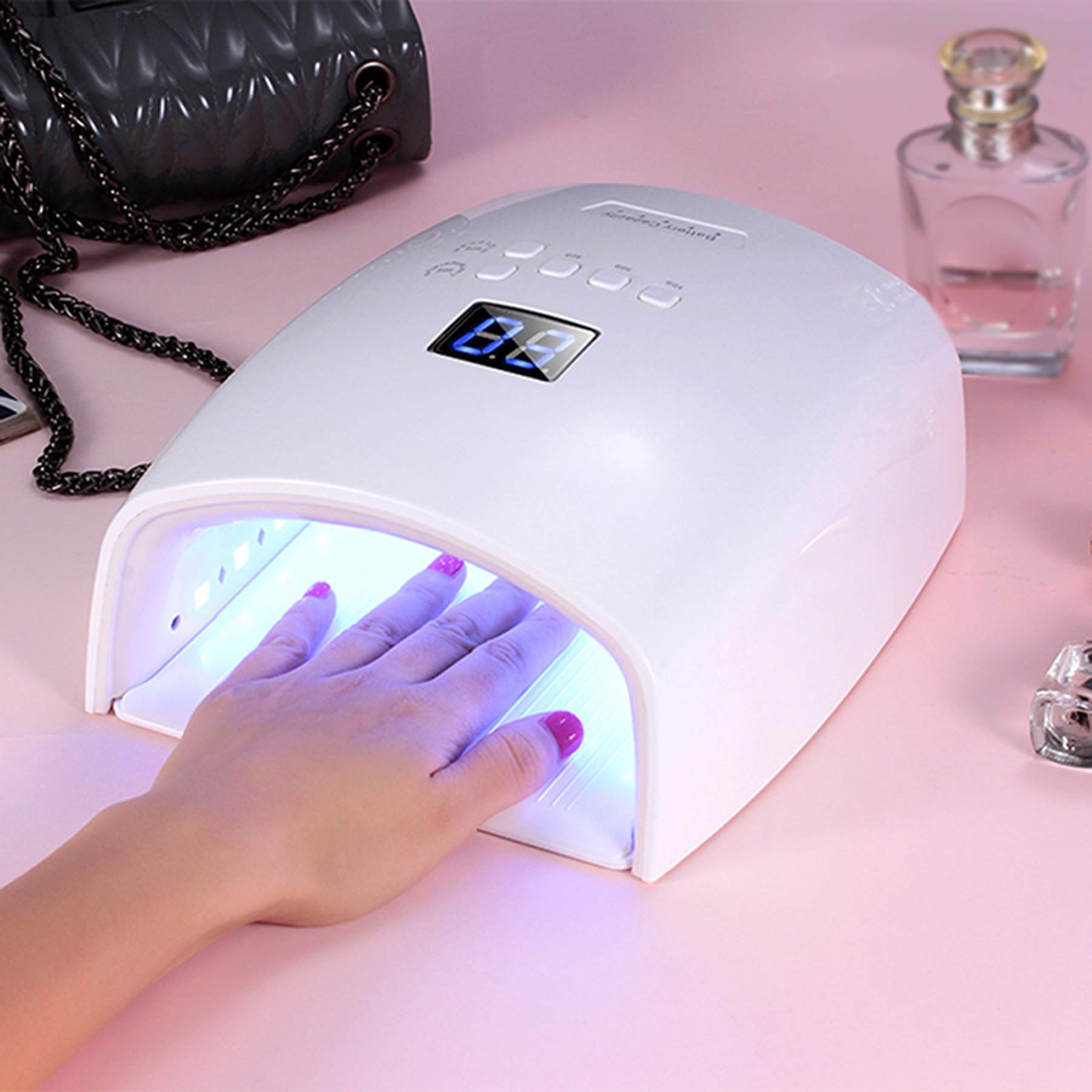 Essiccatore per lampada per unghie in gel ricaricabile da 48 W - Batteria da 7800 mAh Portatile Cordless 5 Timer Impostazione Lampada per fotopolimerizzazione a LED UV per gel e smalto normale per s