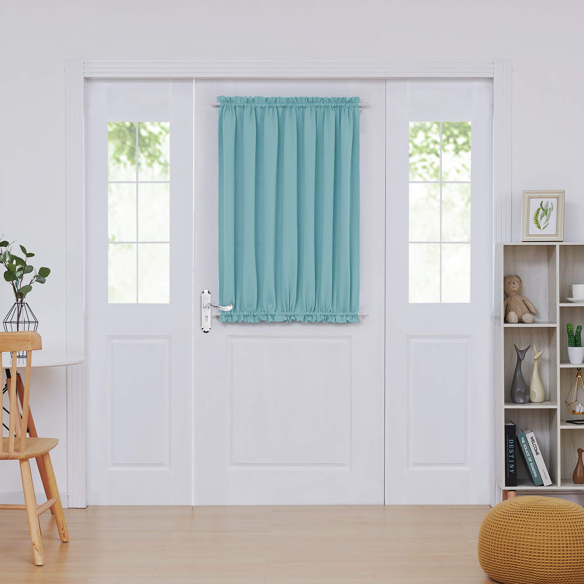 Deconovo Blackout Door Curtain for Glass Doors & Sidelights, Thermal Insulated Privacy Panel with Dual Rod Pockets & Adjustable Tieback,