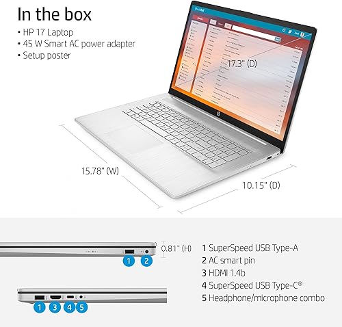 Miniatura 7 de HP Computadoras portátiles con pantalla táctil de 17 pulgadas 2023 - AMD Ryzen 5 7530U - Computadora portátil Windows11 - 16GB RAM 1TB SSD - USB C -