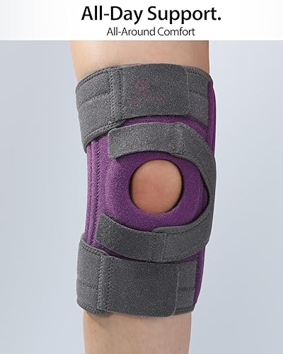 Miniatura 7 de ABYON UPGRADE - Rodillera con bisagras, rótula abierta con correas ajustables y estabilizadores de doble cara, soporte de rodilla para hombres y