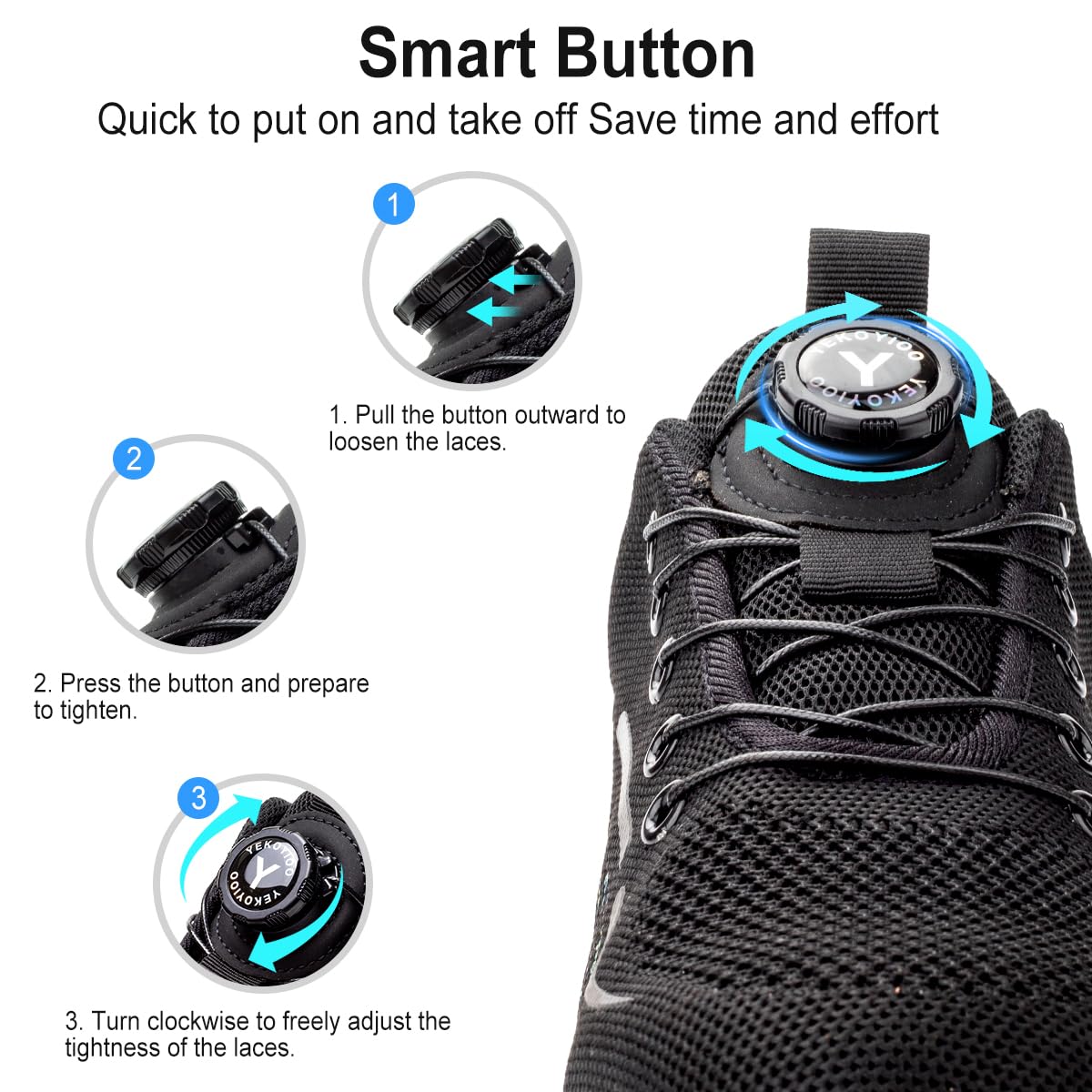 YEKOYIOO Scarpe Antinfortunistiche Uomo Donna Scarpe da Lavoro Leggere Comode Scarpe da Costruzione Antiscivolo Traspiranti Sneakers con Punta in Acciaio 38-46 EU