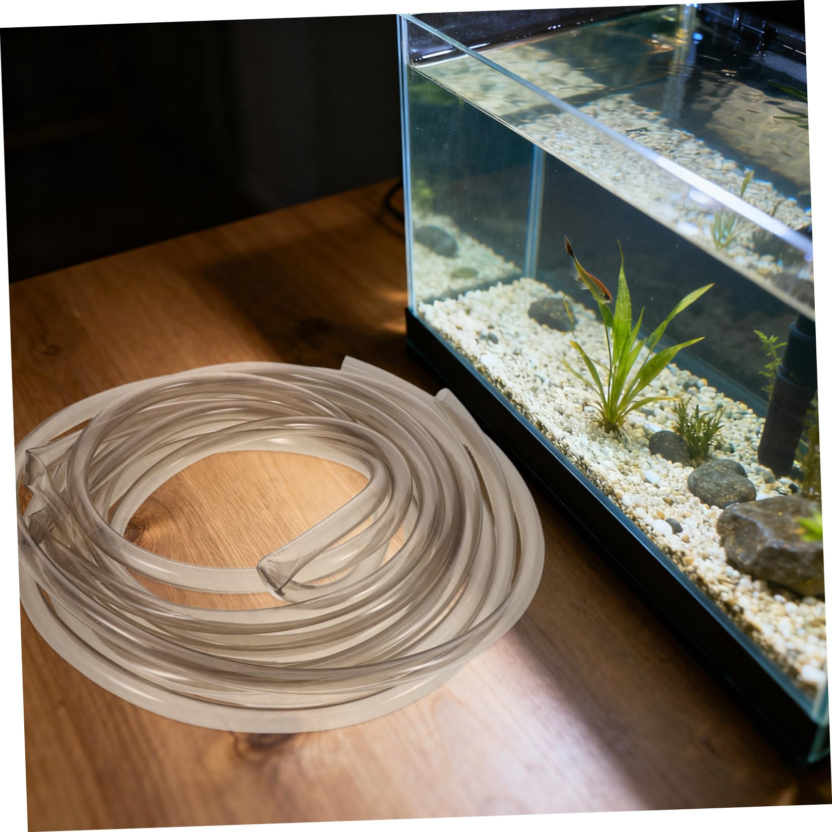 Aquarium Siphonschlauch 5m mit PVC Reduzierstück und Schlauchschelle Kieswaschsauger für Süß und Meerwasseraquarien Manuelles Wasserwechsel und Reinigungsset