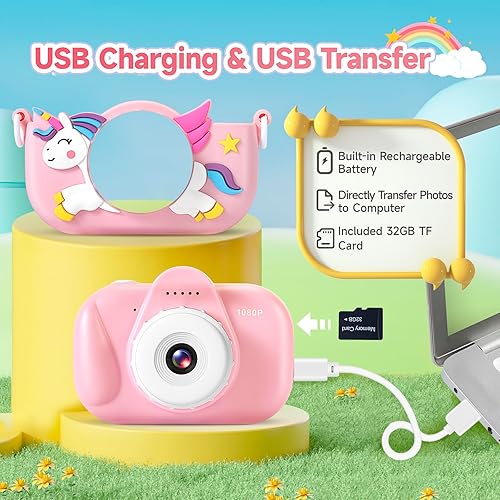 Miniatura 6 de Cámara digital para niños pequeños y niñas de 3 a 9 años, 32 MP, juguetes para niños, cámara digital de 3, 4, 5, 6, 7, 8, 9 años, regalo de