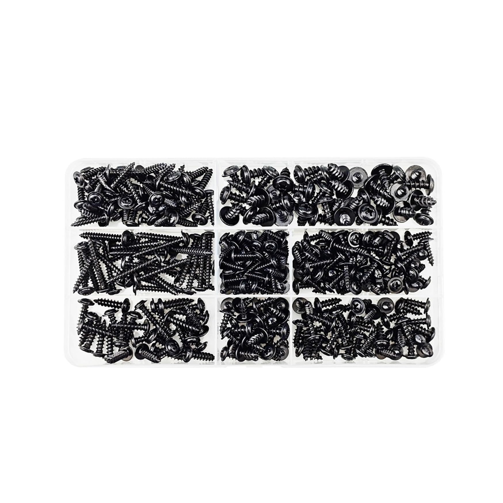 340 Pcs Black Self-Tapping Screws Kit, Pan Head Phillips Drive with Washers, M3 M3.5 M4 Fasteners for Assembly and Repair