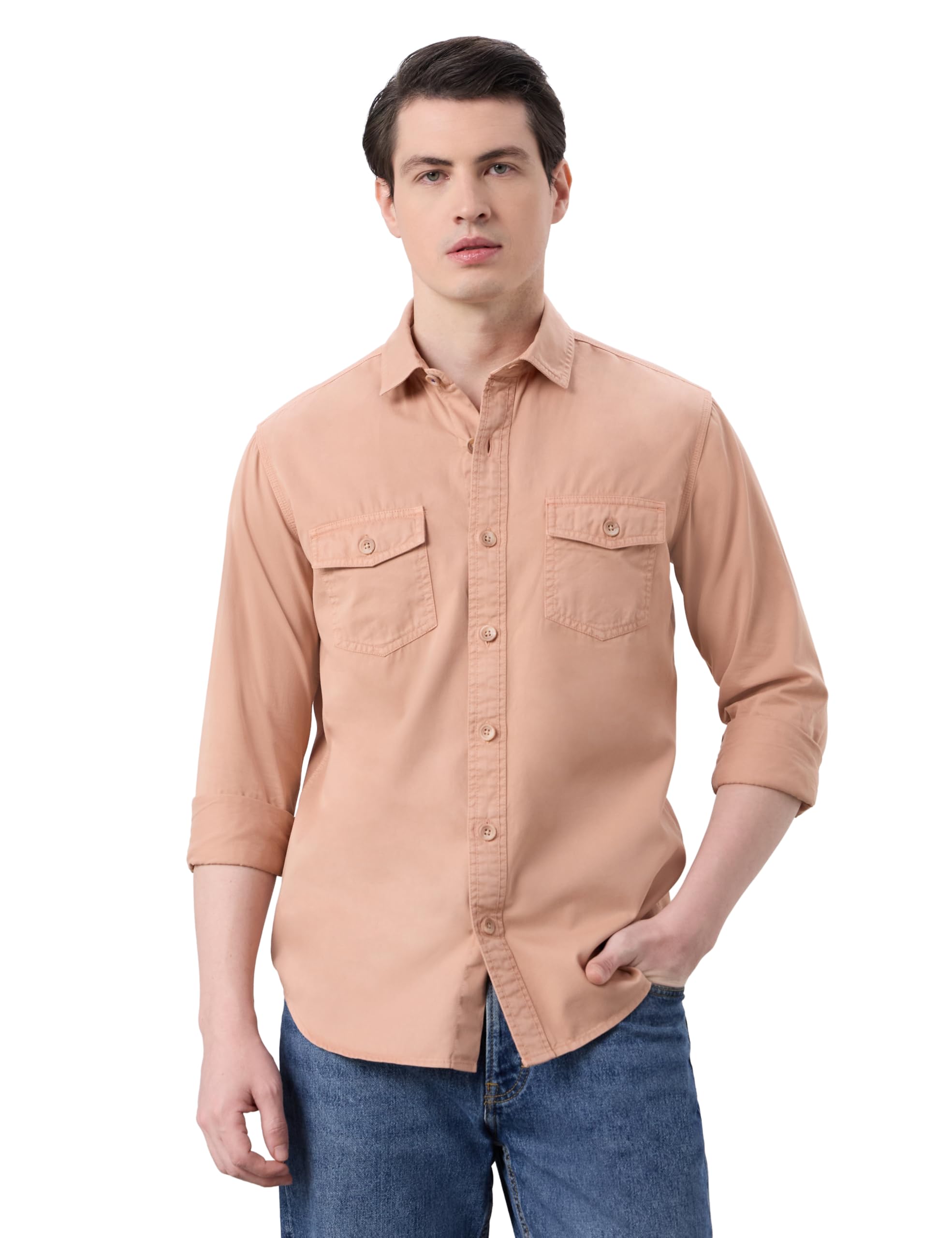 symbol premium Men's Washed Cotton Twill Casual Shirt - Regular Fit | Pure Cotton (Available in Plus Sizes)-picture-44