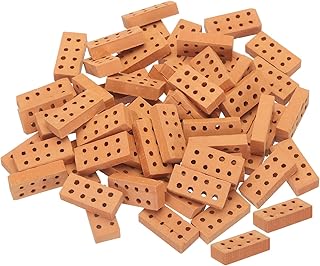 MECCANIXITY Miniature Bricks Clay Mini Wall Brick Model Brick Building Set for Model Building Dolls Pet Houses Garden Red Pack of 60 Scale 1/12 20x9x4.5mm/0.79x0.35x0.18