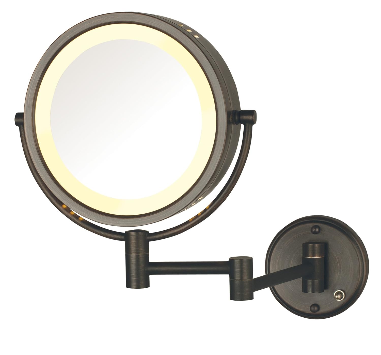 Jerdon TwoSided WallMounted Makeup Mirror with Lights