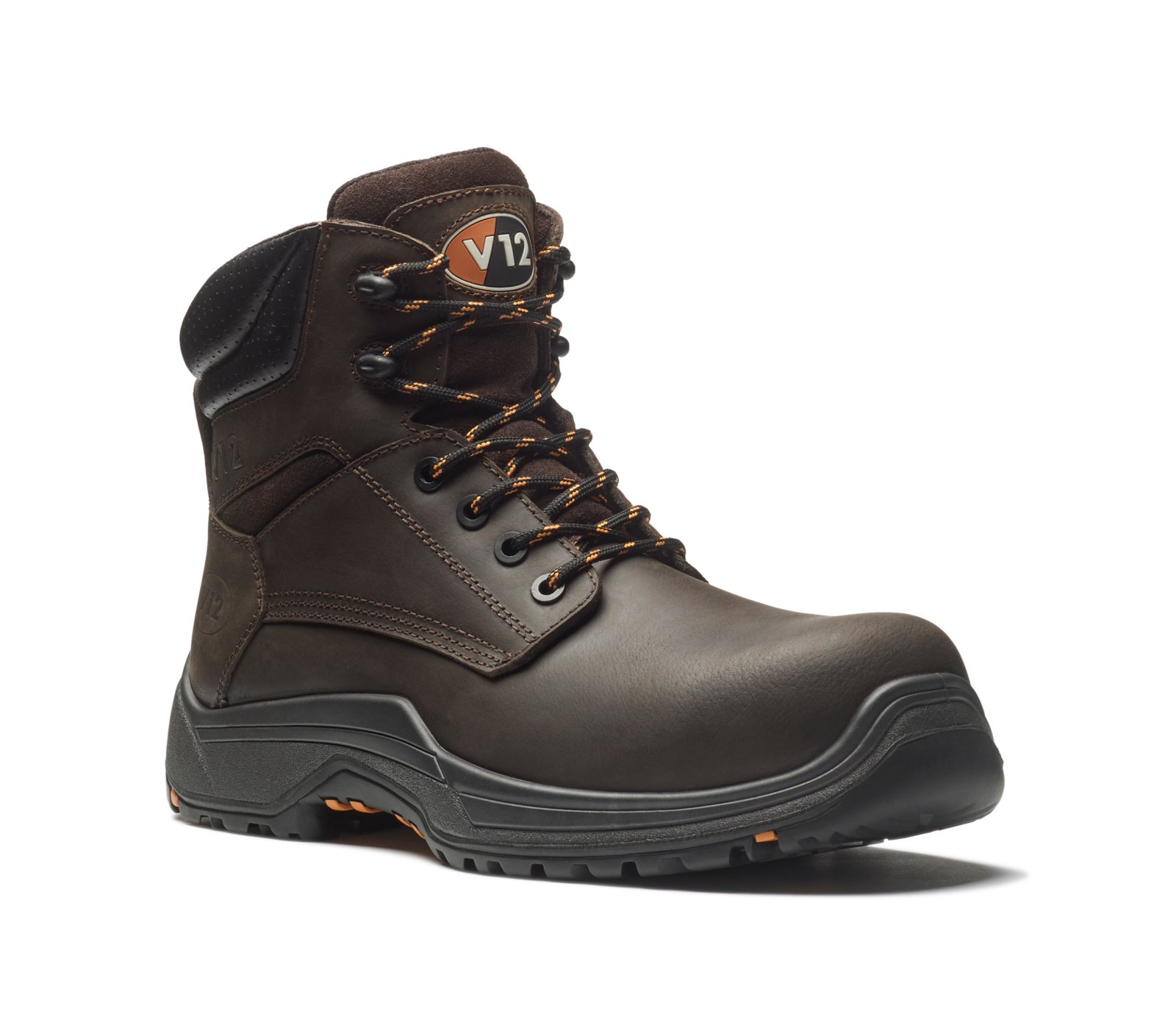 V12 Bison IGS S3 Derby Safety Boot - Brown Leather, Water-Resistant, Heat-Resistant Outsole, Composite Toe | Certified EN ISO 20345