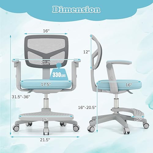 Miniatura 3 de Giantex Silla ergonómica de oficina en casa silla de escritorio de malla con respaldo bajo silla giratoria para computadora con soporte lumbar en