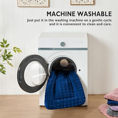 Miniatura 7 de Tapete para cama de perro para perros grandes, lavable y suave para mascotas, tapete para dormir con patrón de burbujas 3D, azul marino, 42 x 28