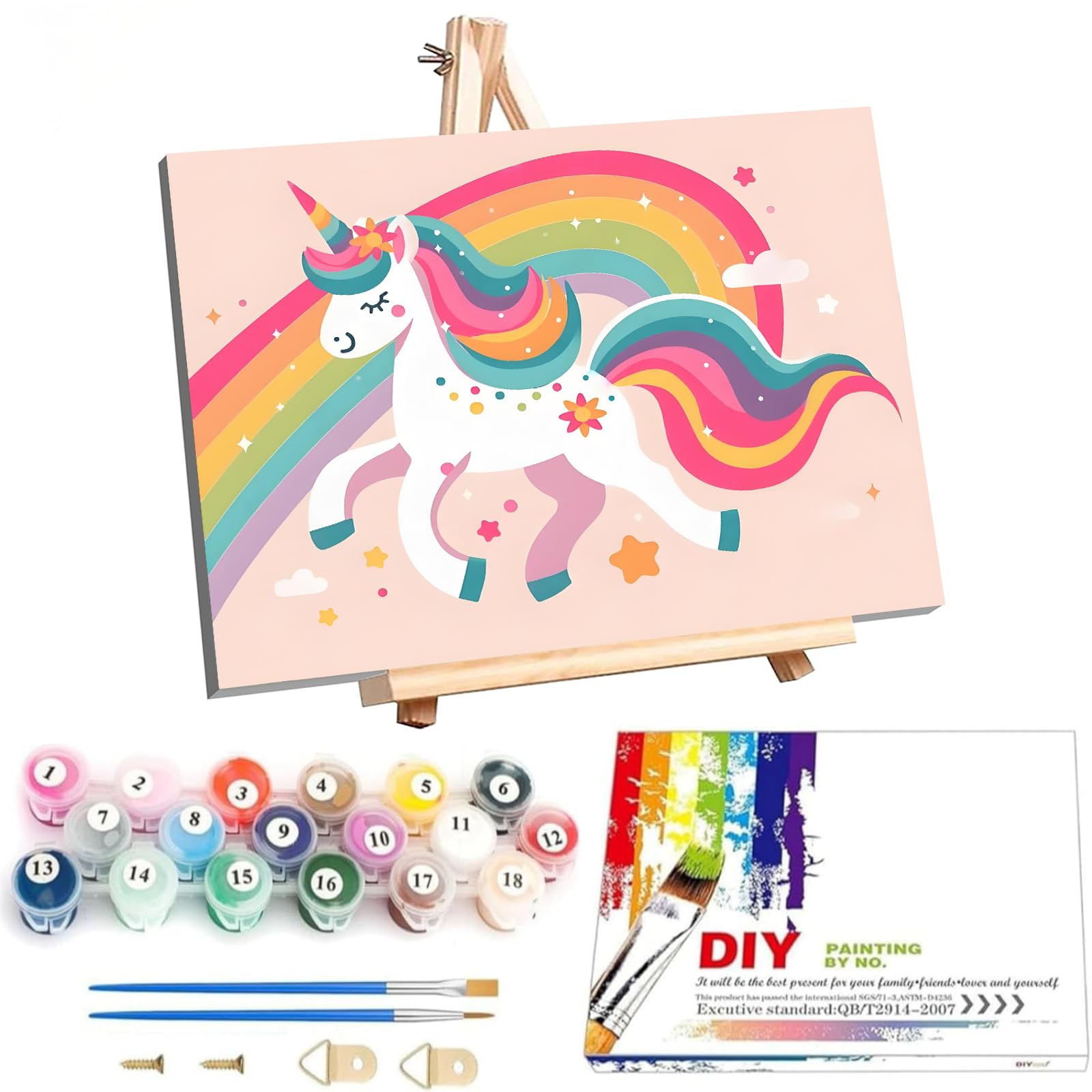 Arttoplus Cartoon Paint by Numbers Kit for Children with Framed- Easy Paint by Numbers for Kids Ages 4-8-12 with Wooden Easel, Acrylic Oil Painting by Number Kid for Gift Home Decor(8x12 inch)
