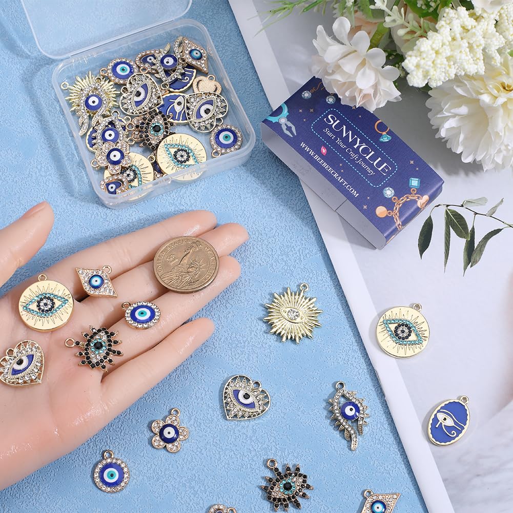 SUNNYCLUE 40Pcs Evil Eye Rhinestone Beads - Image 3