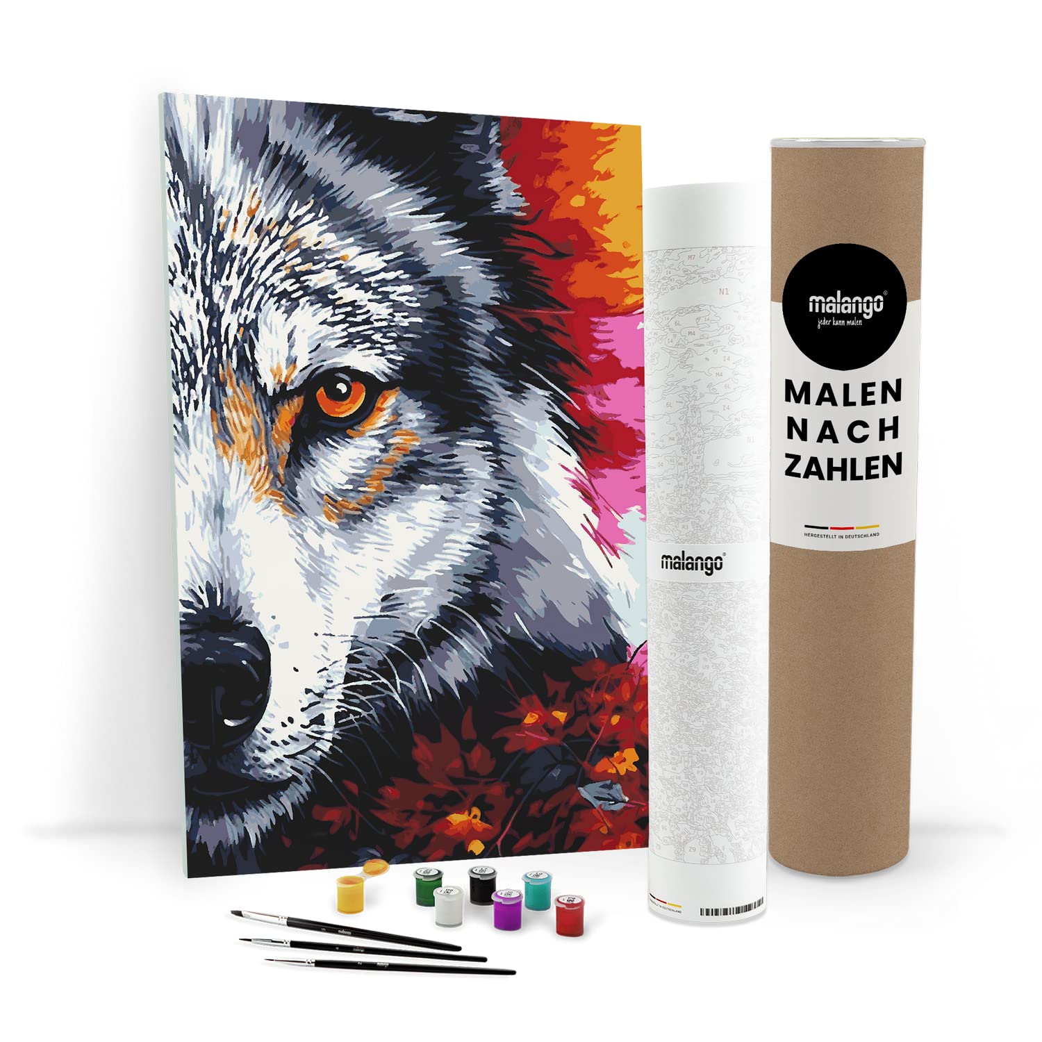 Malen nach Zahlen Erwachsene - Wolf Wynona 90 x 60 cm groß XL Premium-Malset ohne Rahmen, Hergestellt in unserer Produktion in Deutschland, Kreative