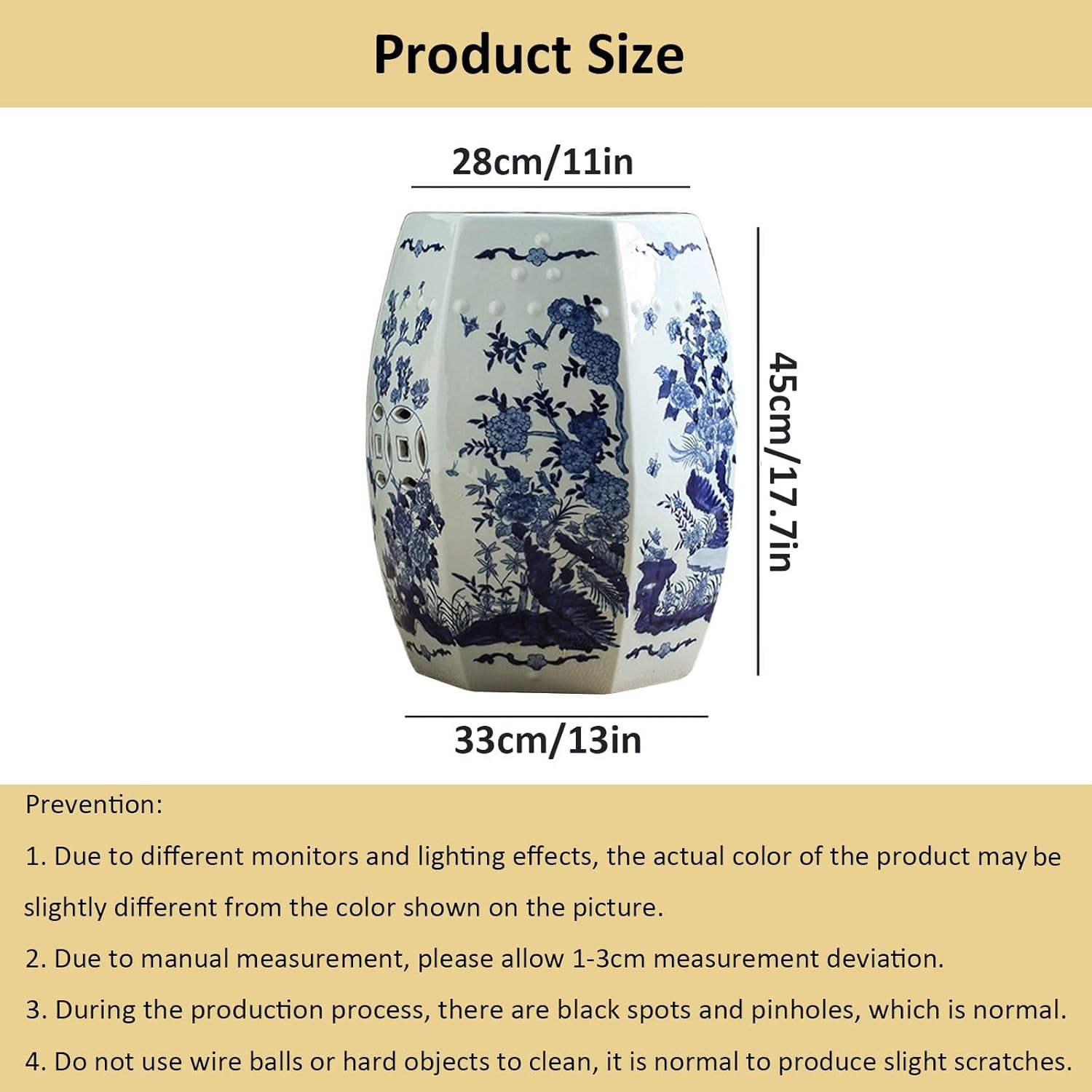 Drum Stool,Garden Stool, Decorative Ceramic Garden Stool, Glazed Hollow Celadon Shoe-Changing Stool Drum Stool, Suitable for Outdoor Garden, Living Room, Terrace, Etc.