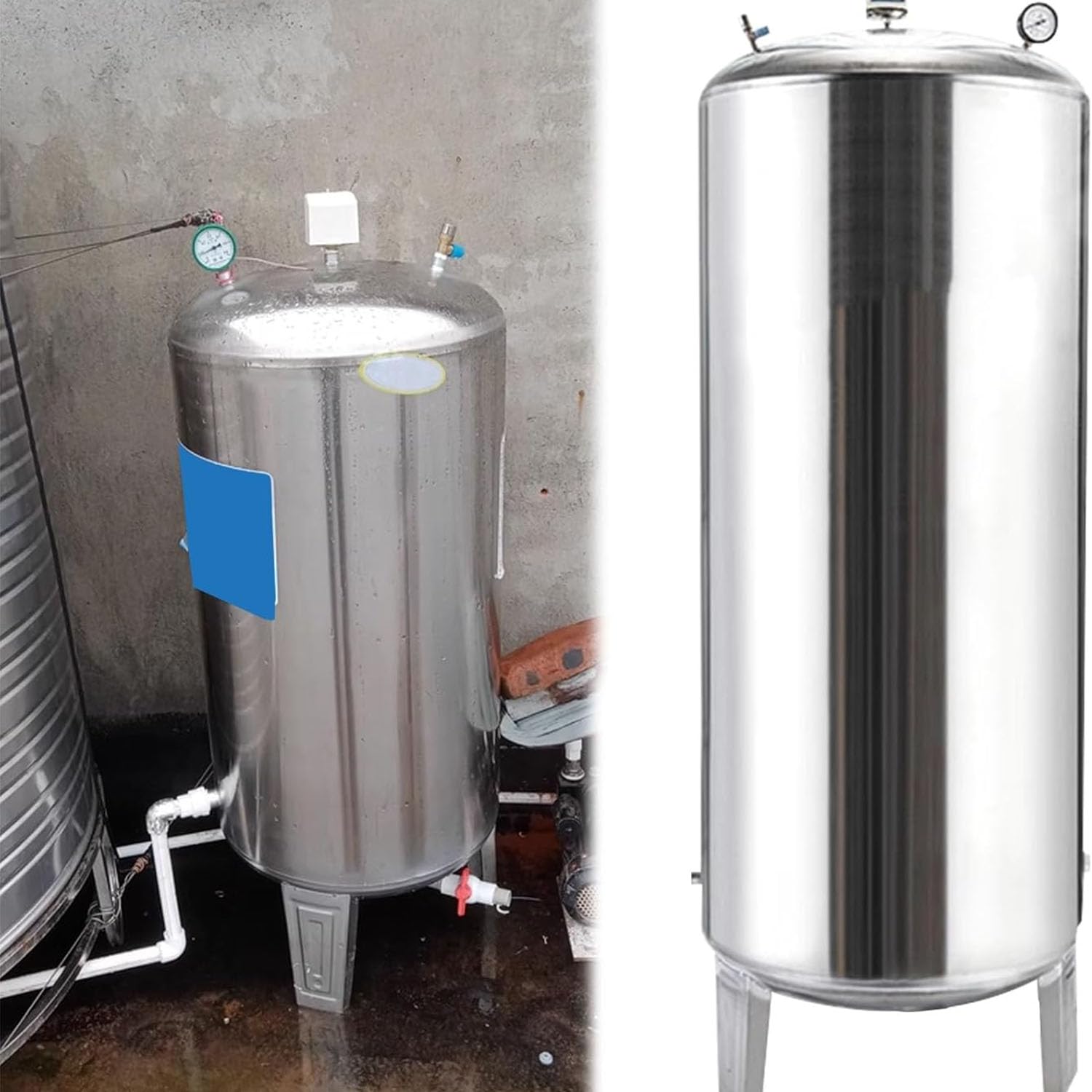 Serbatoio Pressione dell'Acqua in Acciaio Inossidabile,for Sistema Idrico/pressurizzazione della Pompa del Pozzo Contenitore Verticale Stoccaggio dell'Acqua Pressurizzata,1,42.2Gal/160L