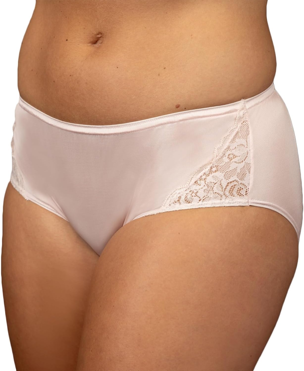 Shadowline womens Shadowline Women's Nylon Hipster Panty With Lace Insert 3 Pack