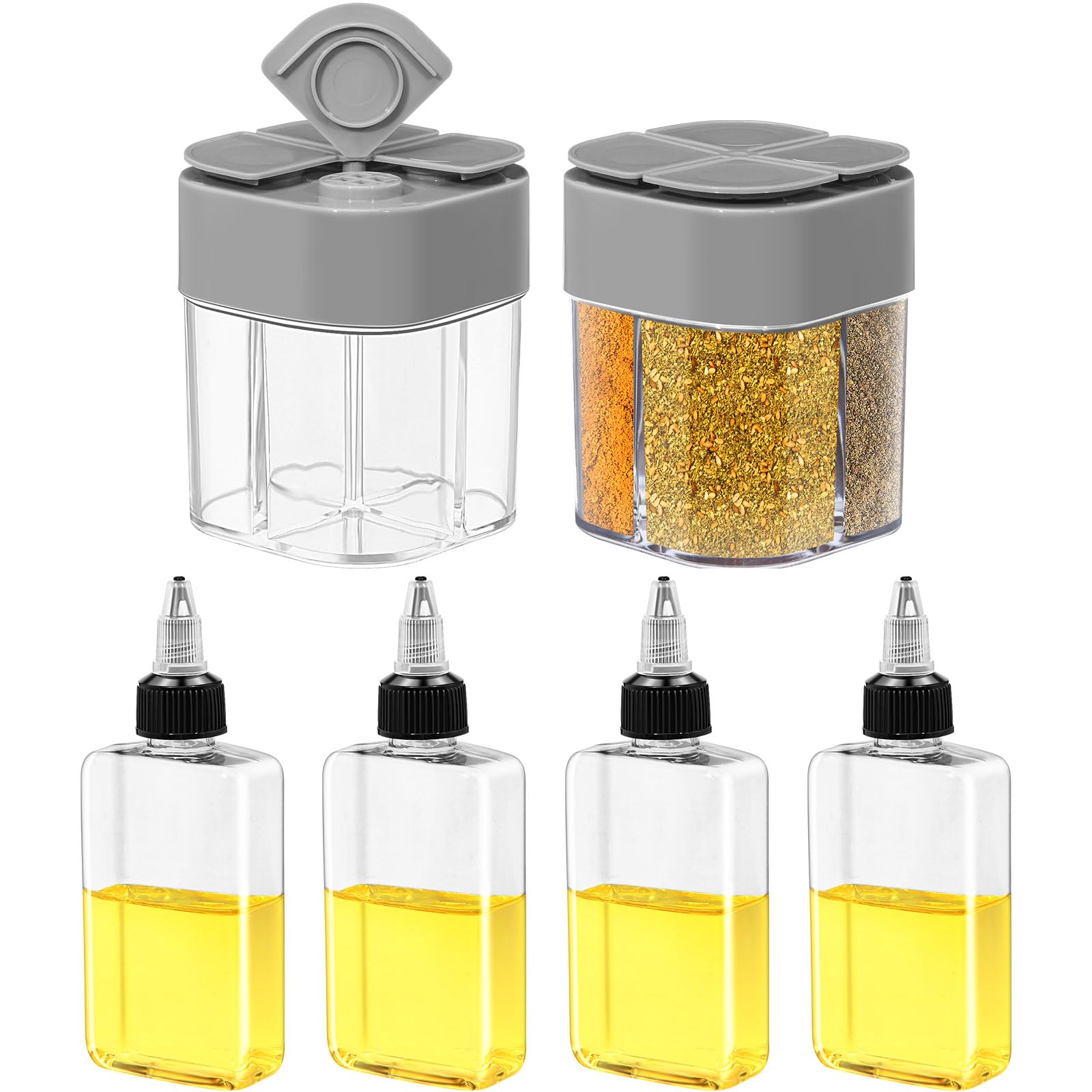 Photo 1 of Gerrii Condiment Dispenser Bottles & Spice Containers - 6 Pcs, Gray