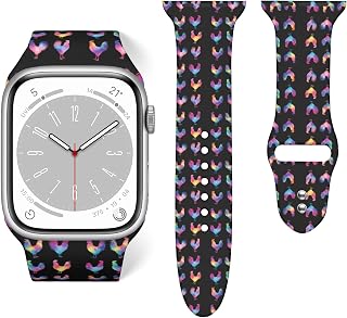Unique Soft Silicone Strap Replacement Bands Compatible with Apple Watch, Fashionable Accessories for Series