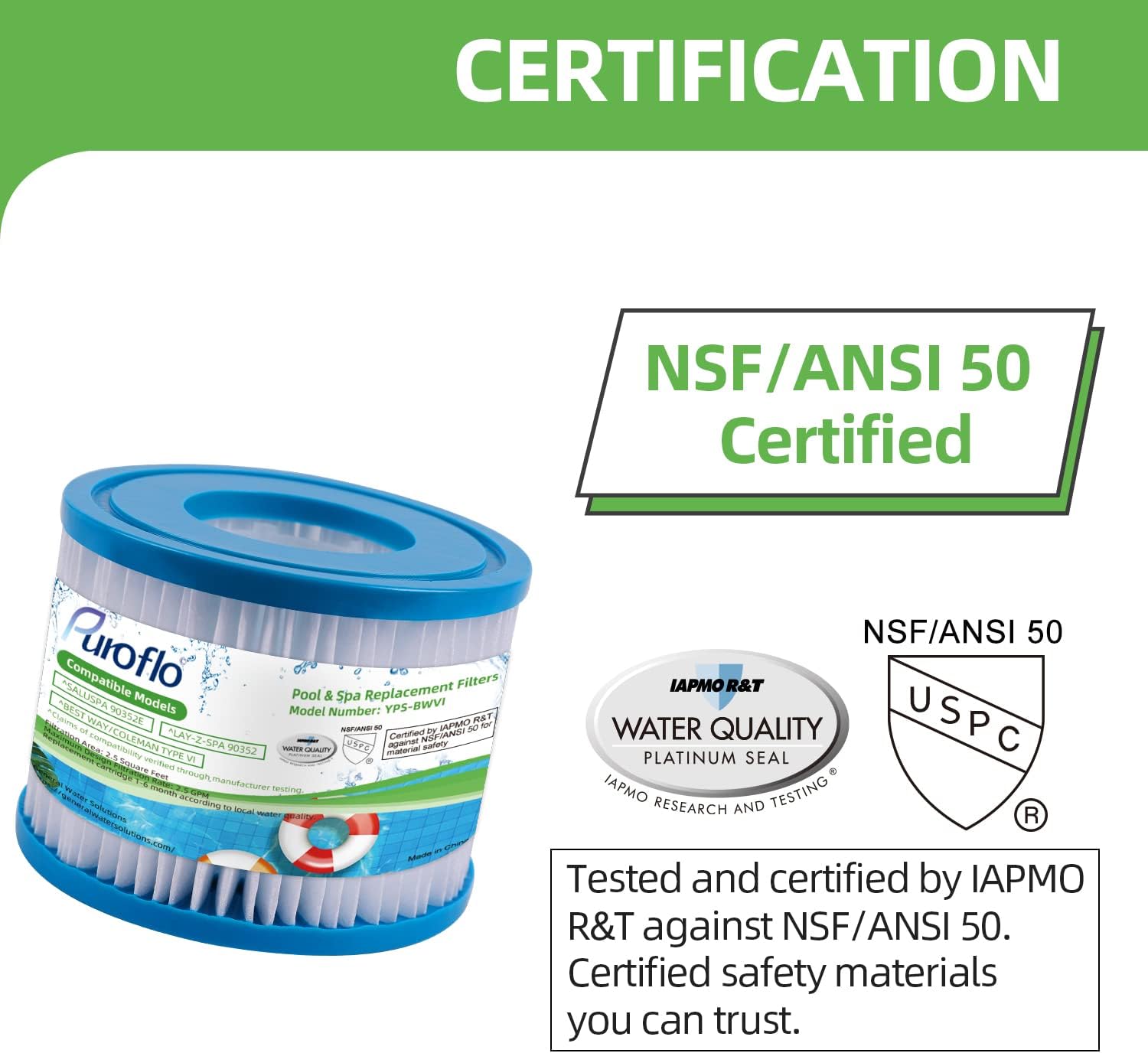 Buy PUROFLO Type VI SPA Filters for Hot Tubs VI, Coleman Spa Filter