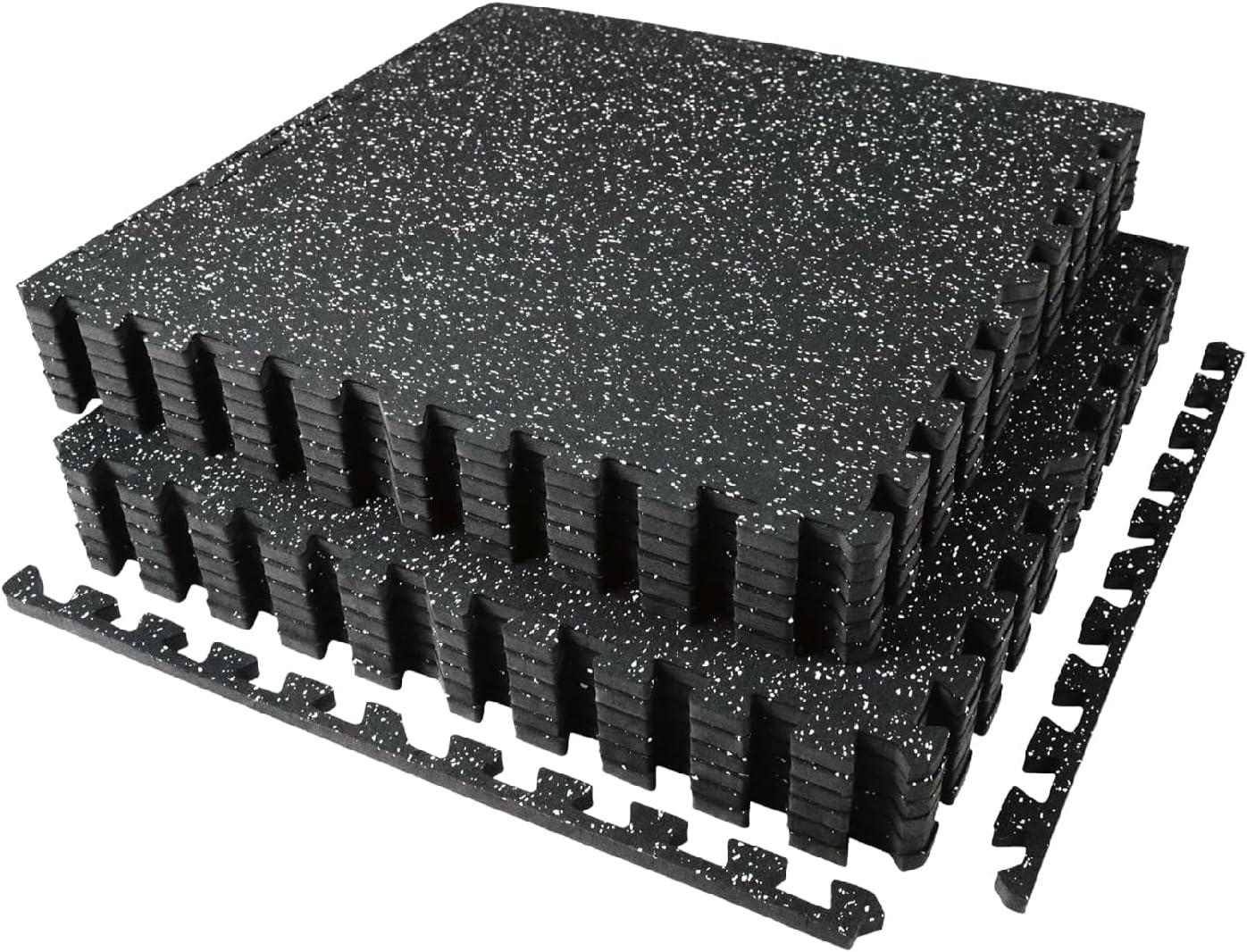 - 0.56in Thick 48 Sq Ft Exercise Equipment Mats, 12 Tiles Upgraded Rubber Top with High Density EVA Foam, Large Interlocking Puzzle Gym Flooring for Home Gym, Heavy Weight Workout, 24 x 24in