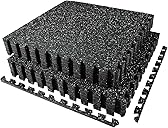 AIRHOP 0.56in Thick 48 Sq Ft Exercise Equipment Mats, 12 Tiles Upgraded Rubber Top with High Density EVA Foam, Large Interlocking Puzzle Gym Flooring for Home Gym, Heavy Weight Workout, 24 x 24in