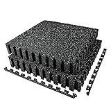 AIRHOP 12 Tapis 60x60x1,4 cm Tapis de Fitness d'Équipement avec Surface en Caoutchouc Robuste et Épais, Tapis de Protection de Sol en Puzzle pour Salle de Sport et Domicile 12 tapis | 4,32 m² Noir/Blanc