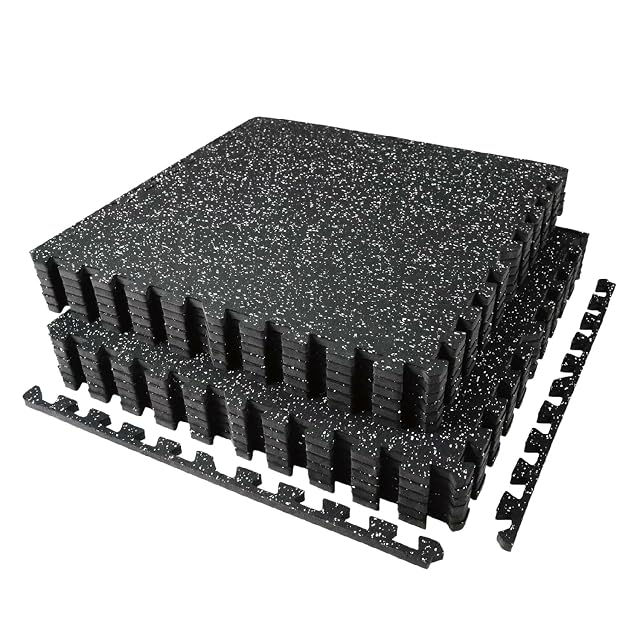 AIRHOP 0 56in Thick 48 Sq Ft Exercise Equipment Mats 12 Tiles Upgraded Rubber Top with High Density