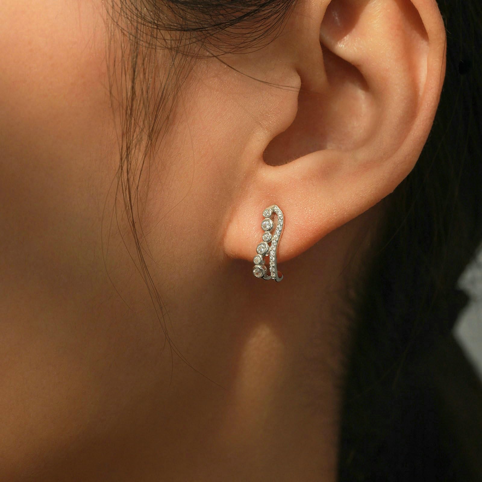 Orecchini da donna in oro bianco 750 585 375 vero oro, orecchini geometrici con moissanite orecchini anallergici per matrimonio