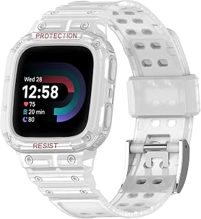 コンパチブル Fitbit versa 3/versa 4/Fitbit Sense/Sense2 ウォッチバンド ケース付き ソフトTPUスポーツバンド 調節可能 交換ベルト レディース メンズ