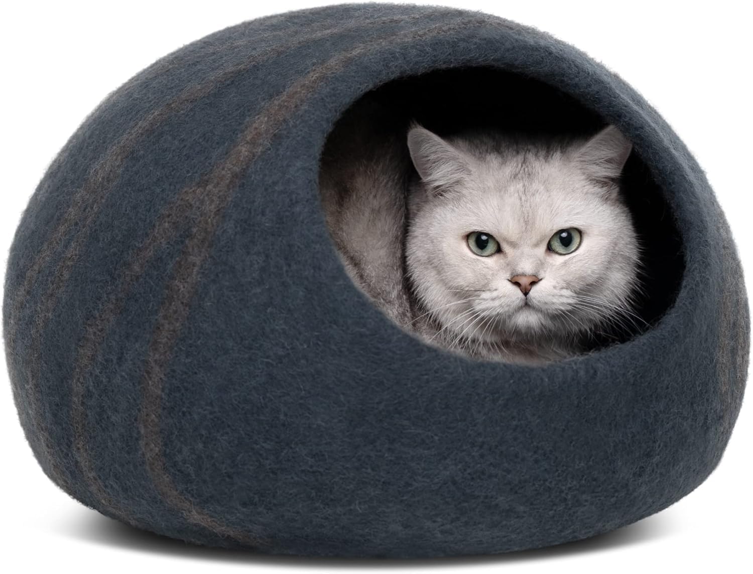 MEOWFIA Cat Cave - Premium Felt Cat Bed for Indoor Cats Handmade Merino Wool (Slate Grey, Large)
