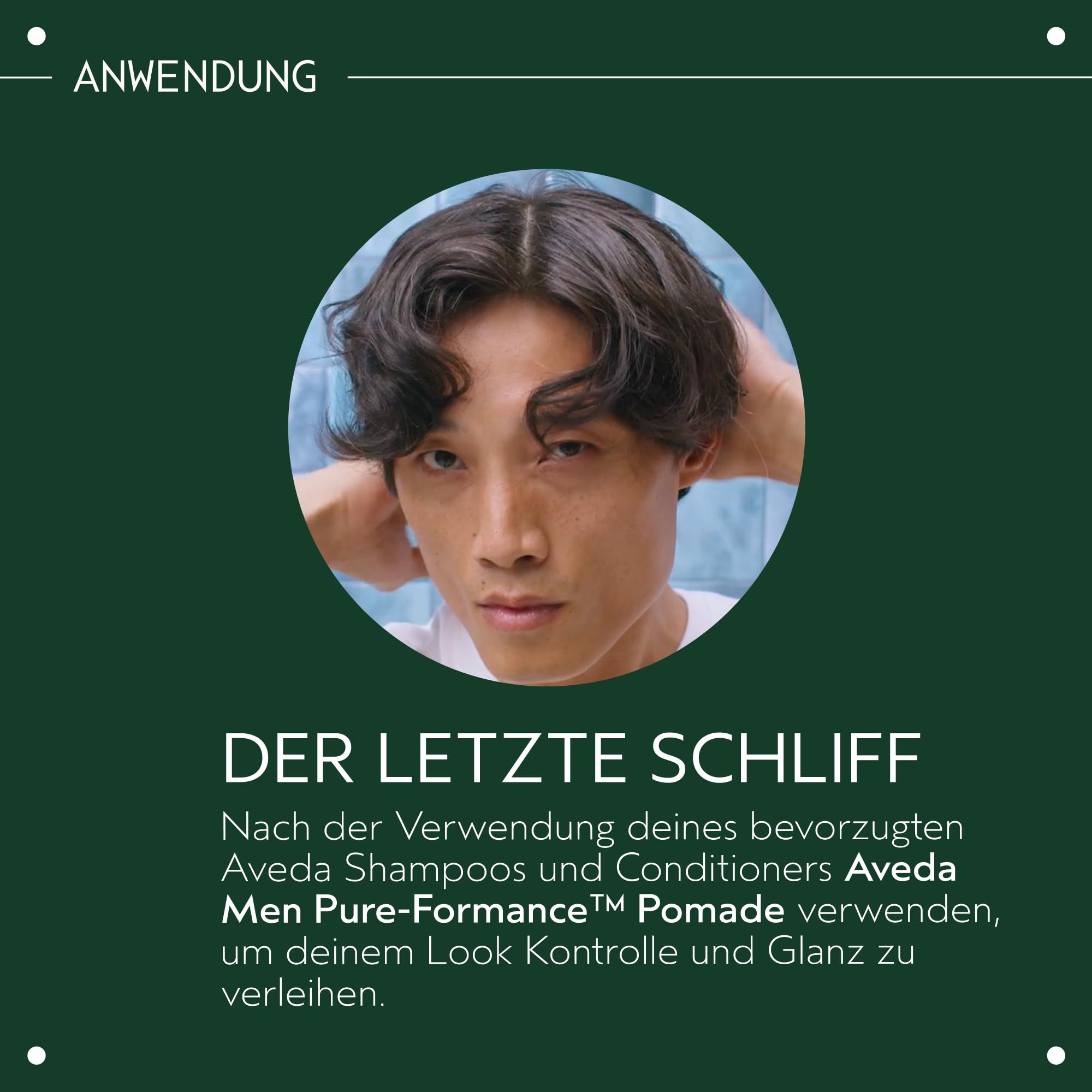 Aveda Men Pure-Formance™ Pomade | Pomade mit starkem Halt | Wasserbasierte Formel | Für kurzes bis mittellanges Haar | 75 ml