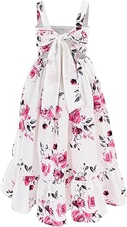 Flofallzique Girls Floral Dress Summer Vintage Tie Back Kids Birthday Party Maxi Dress for 4-14