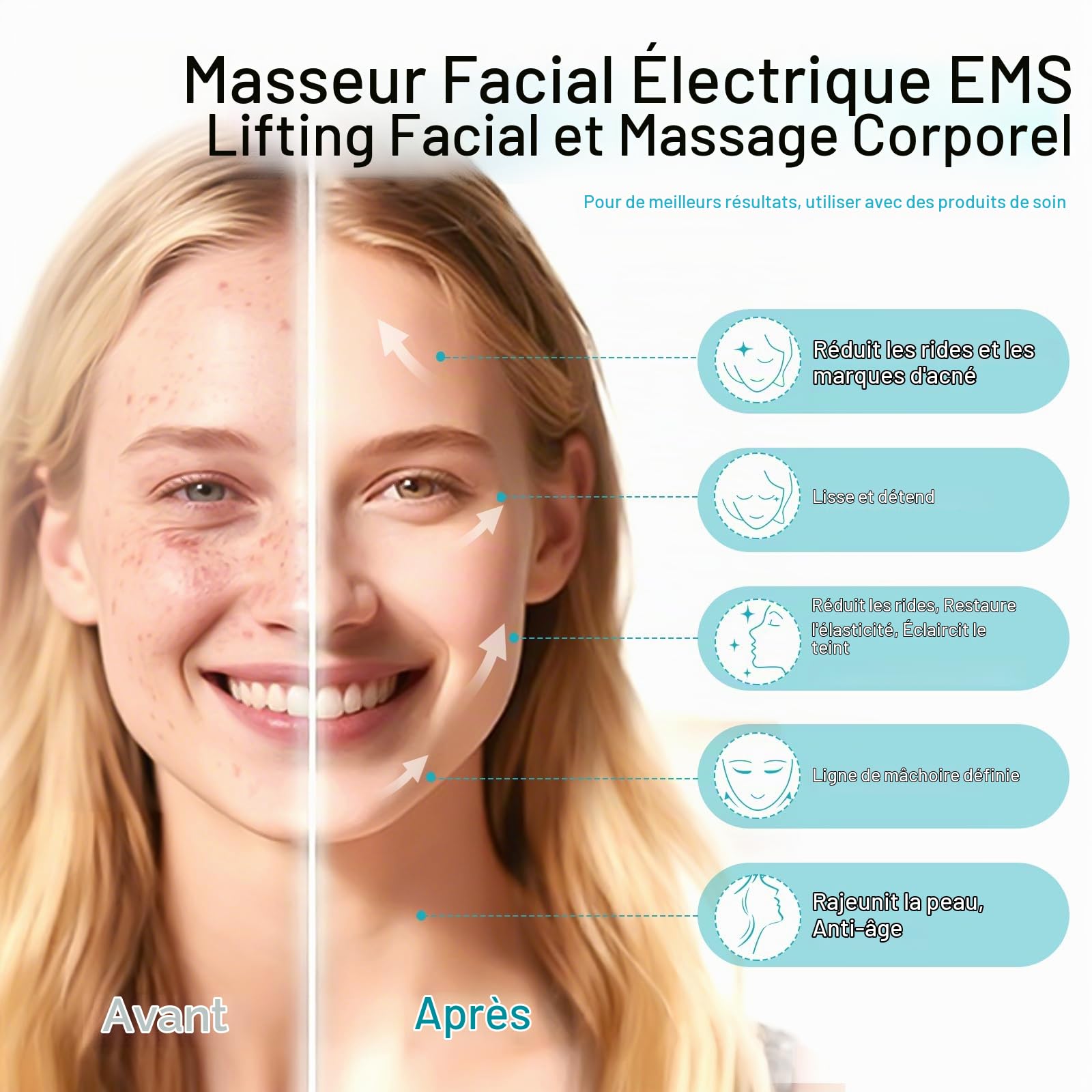 Appareil Anti Rides Massage Visage 4 Modes, EMS Guasha Électrique 4 en 1,Masseur Visage Lifting avec Froid Chaleur & Vibration,Masseur Facial pour Face Cou Anti-age Raffermissant