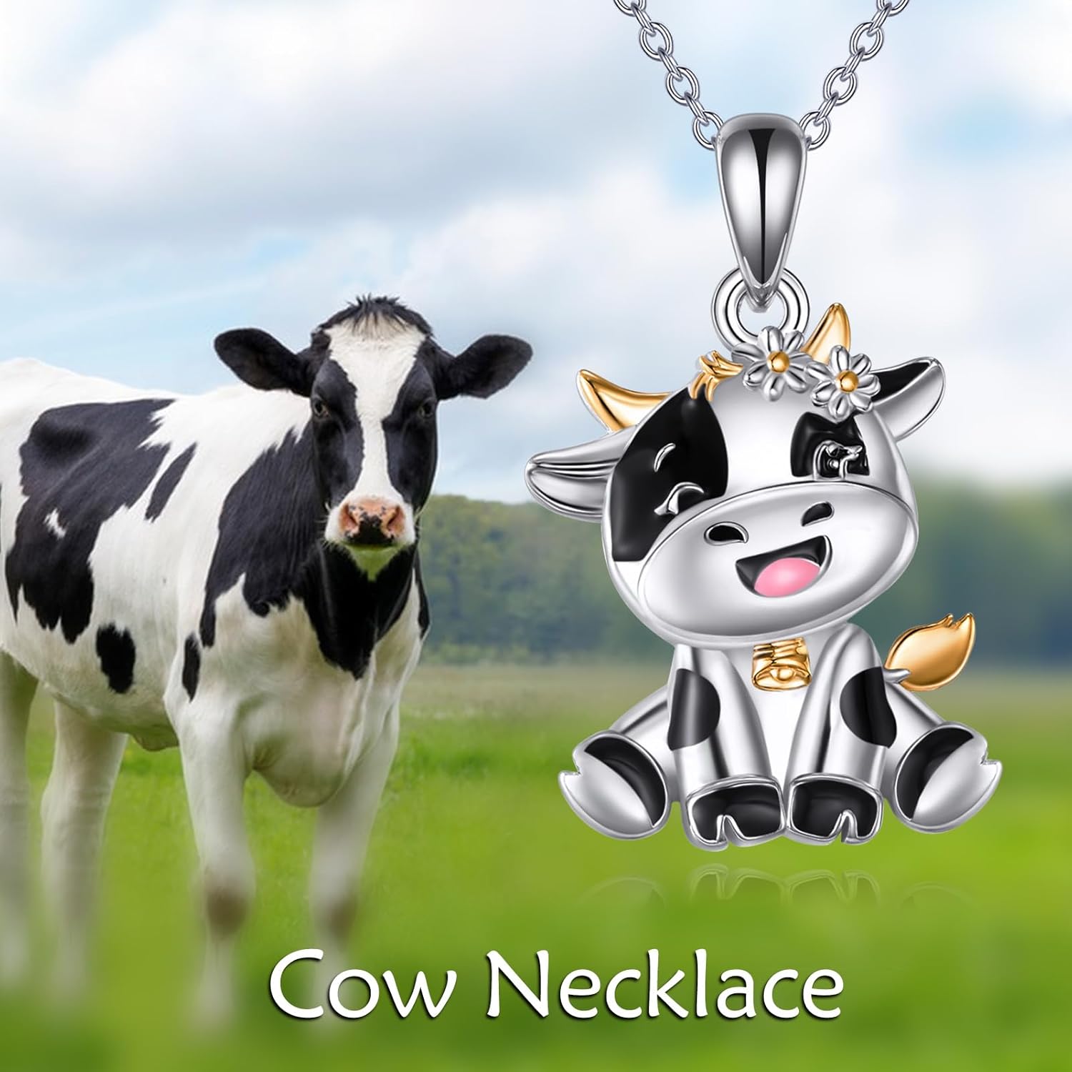Cow Necklace 925 Sterling Silver Cow Pendant Necklace for Women - Image 6