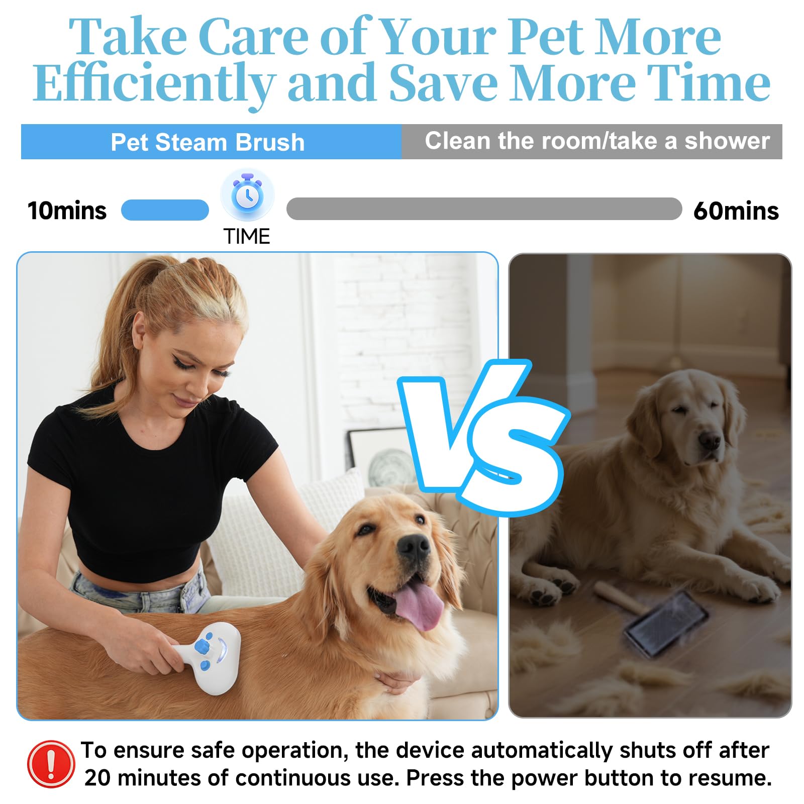 Cepillo de vapor para mascotas para perros y gatos, cepillo de aseo de vapor 3 en 1 para desprendimiento y depilación, peine de pulverización autolimpiante con niebla para mascotas de pelo largo