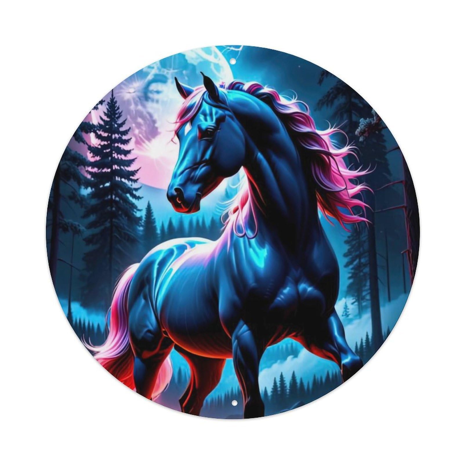 Animal The Black Horse of The Forest Metal Tin Sign