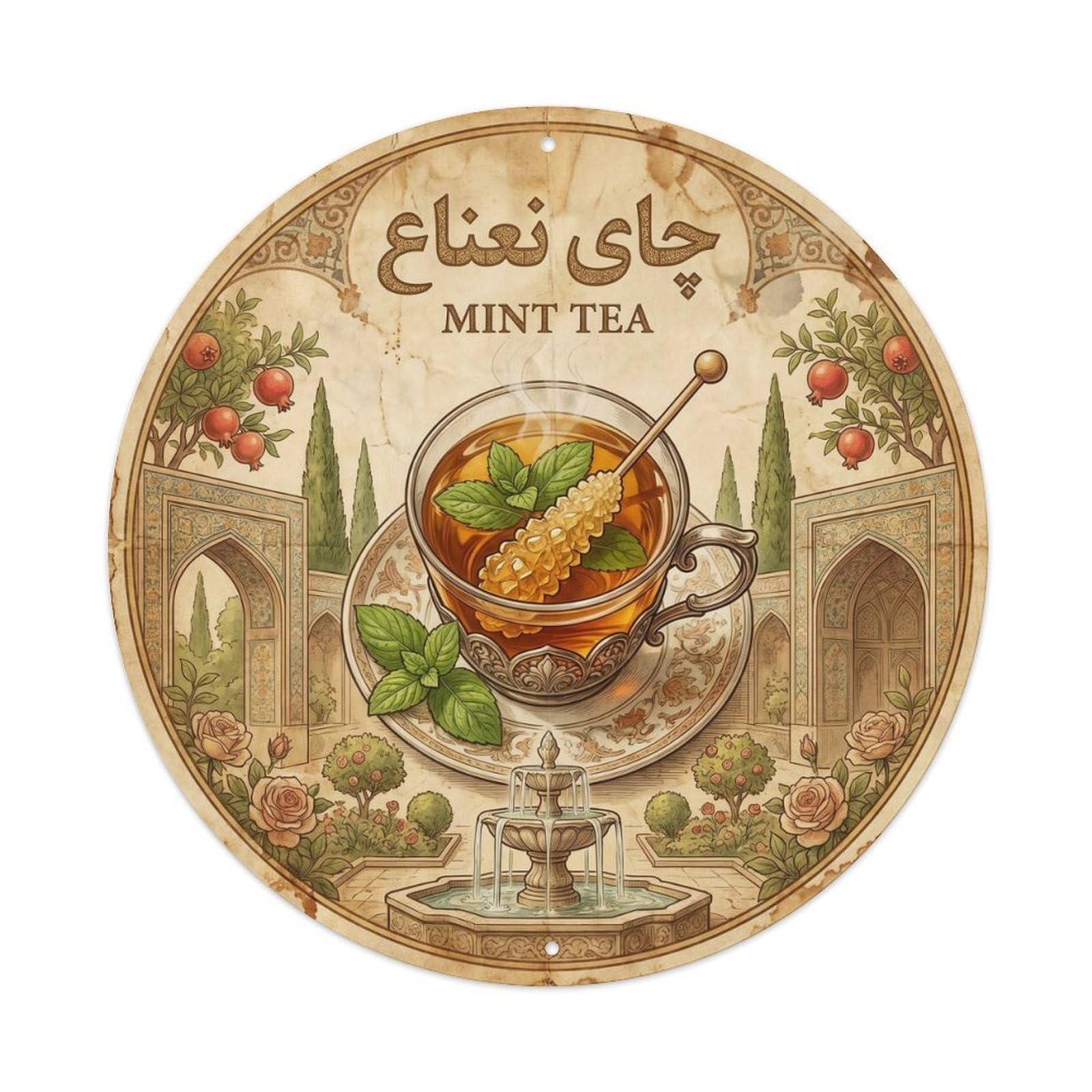 Tea Culture Teahouse Iran Travel Oolong Retro Diner Metal Tin Sign