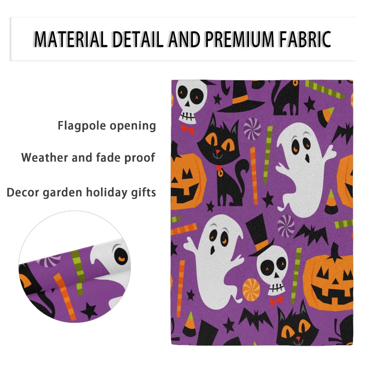 Halloween-Gartenflagge Mit Katze & Kürbis – Doppelseitig, 30,5 X 45,7 Cm, Aus Wetterfestem Polyester