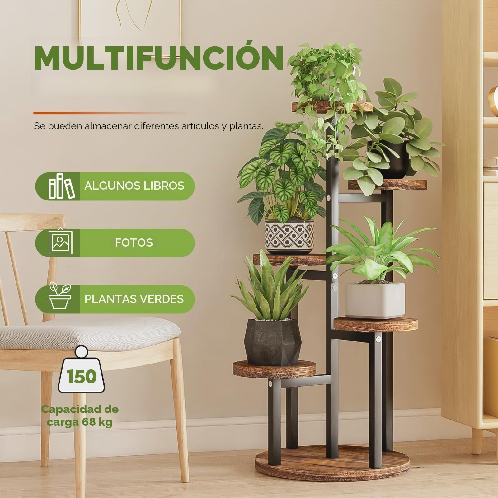 Bamworld Soporte Para Plantas De Madera, Escalera Para Flores, Estantería Para Plantas, Estantería De Flores, Escalera Para Flores Al Aire Libre, Resistente A La Intemperie, Estantería De 5 Niveles