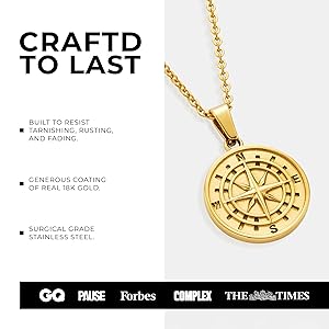 CRAFTD | Gold Compass Pendant Necklace | Durable 18K Gold CRAFTD | Gold Compass Pendant Necklace | Durable 18K Gold