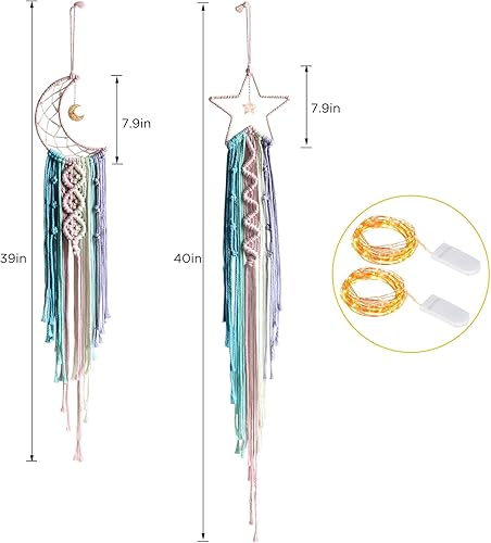 Miniatura 6 de Styleonme Atrapasueños de macramé de luna, decoración de habitación de niñas adolescentes, decoración de habitación bohemia, regalos para mamá,