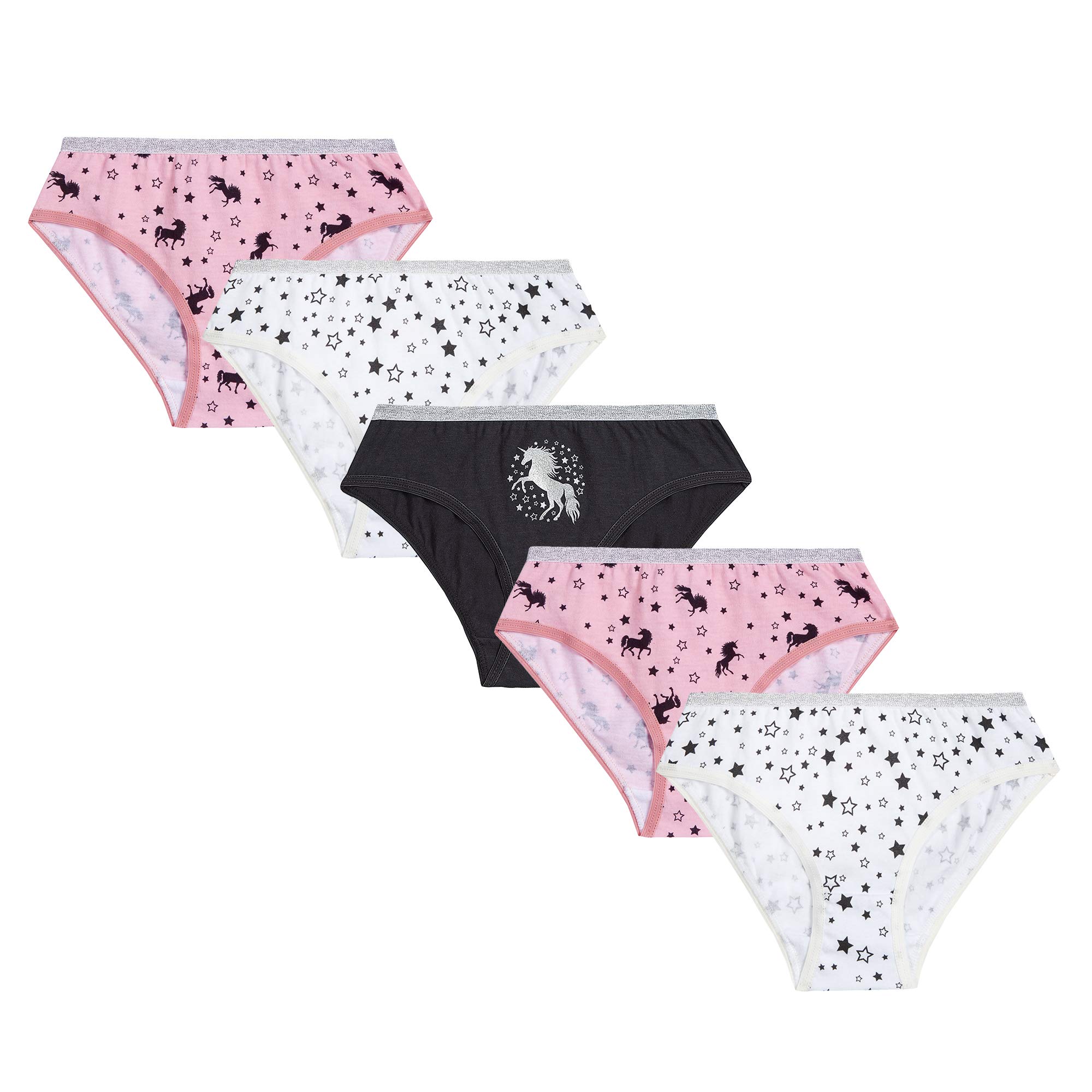 Girls Cotton Briefs Knickers Unicorn Animal Underwear Childrens Essentials Kids Unicorn Stars 5-6