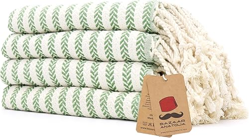 Vista 29 de Bazaar Anatolia - Juego de 4 toallas de mano turcas 39" x 19" - Toalla decorativa turca para baño, 100% algodón, cocina, cara, cabello, té, paño