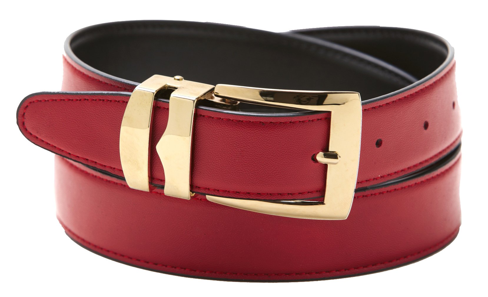 Concitor Reversible Belt Bonded Leather Removable Gold-Tone Buckle APPLE RED/Black 40