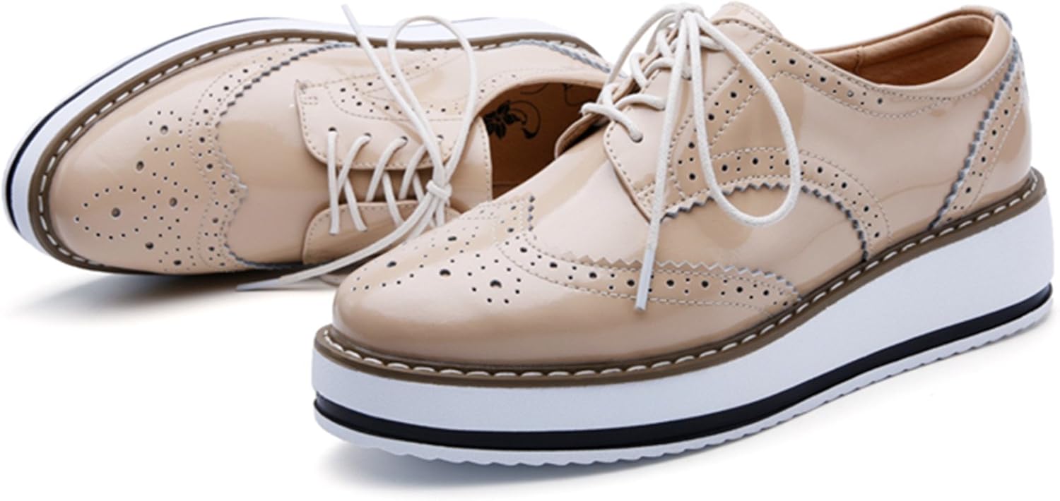 DADAWEN Women's Platform Lace-Up Wingtips Square Toe Oxfords Shoe - Image 5