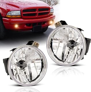 Fog Lights Assembly for 2001 2002 2003 Dodge Durango Replacement Fog Lamps Kit for 2001 2002 2003 2004 Dodge Dakota with 881 12V 27W Halogen Bulb Clear Lens