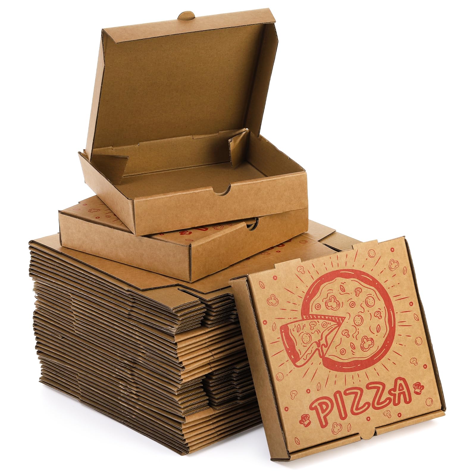 ZEAYEA 40 Pack Small Pizza Boxes, 7.3" L x 7.3" W x 1.6" H Cardboard Food Delivery Boxes, Kraft Take Out Food Containers, Takeaway Packaging Boxes for Pizza, Cookies, Cake, Party Favors, Wedding